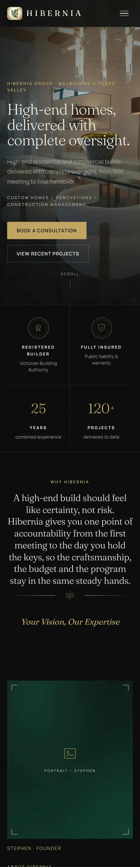 Custom homes and construction management, Melbourne, mobile view