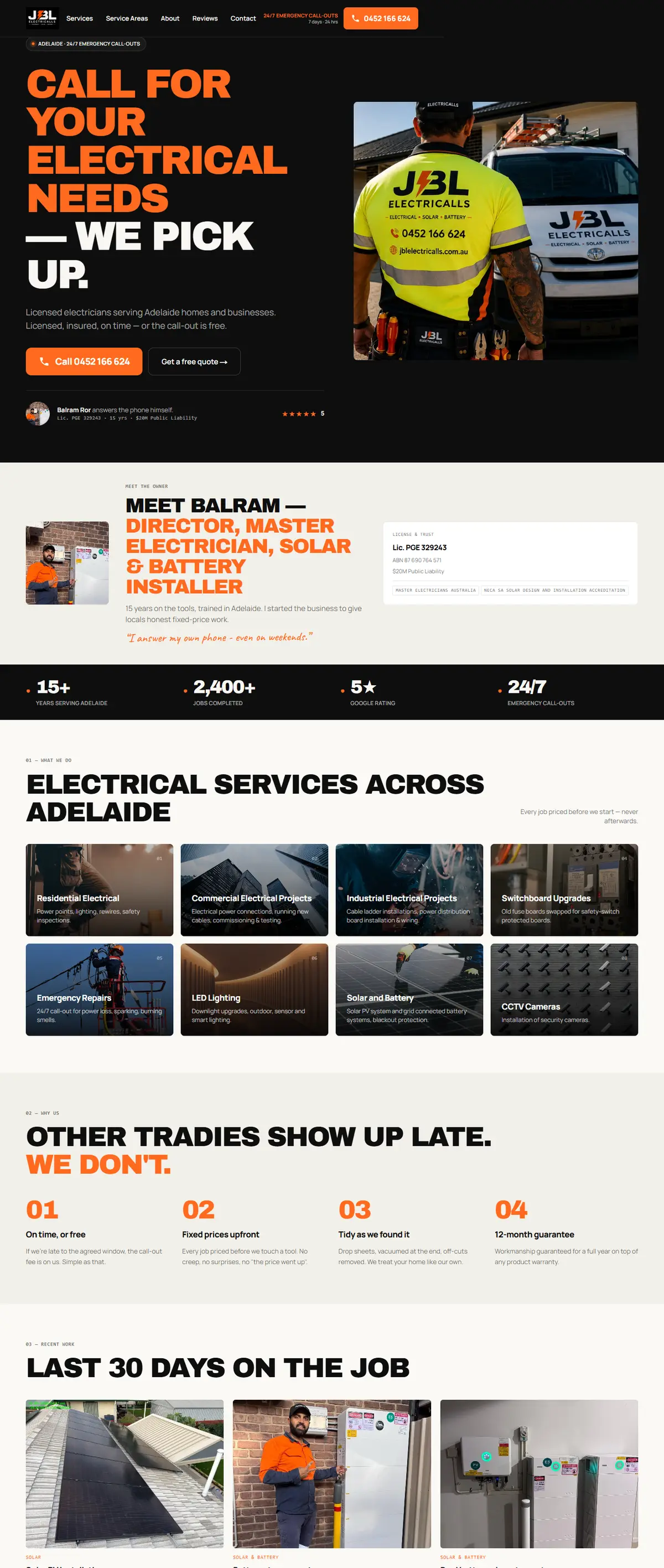 Licensed electrical contractor, Adelaide, desktop view