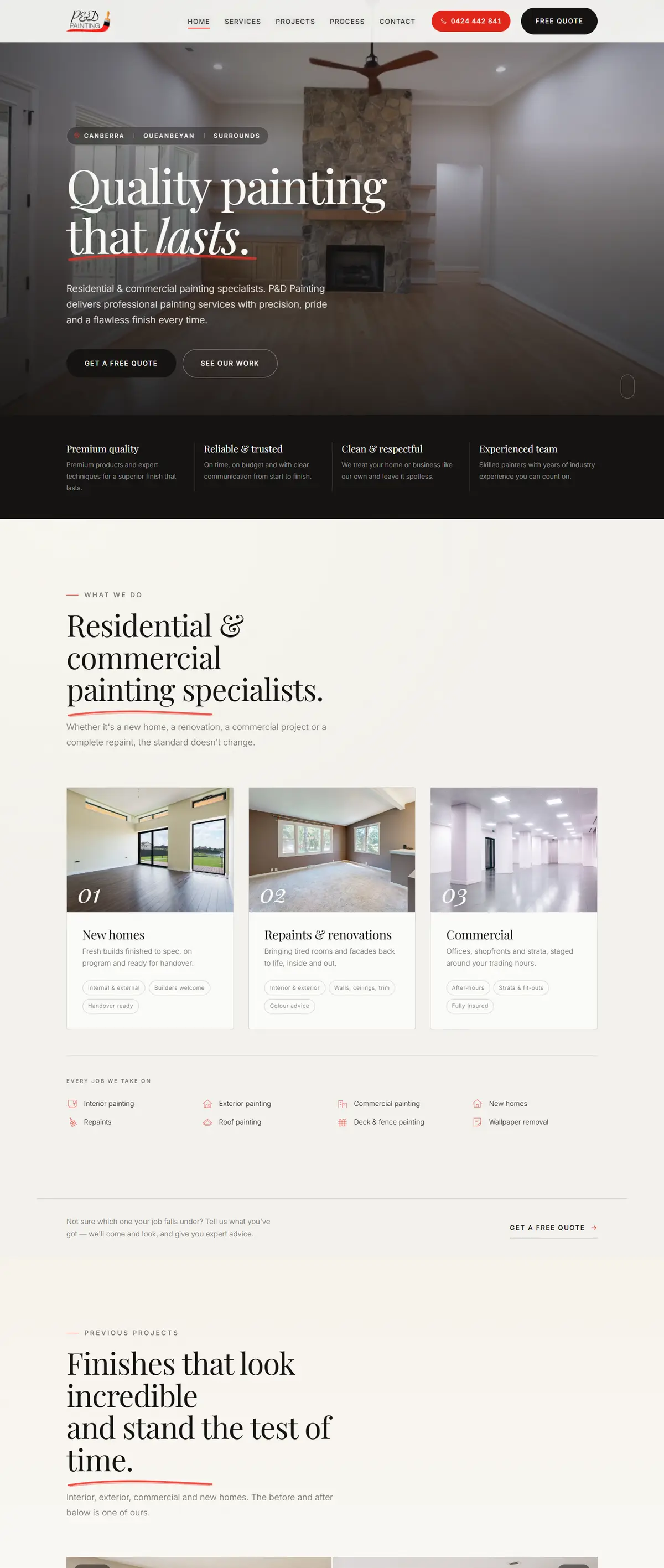 Residential and commercial painting, Canberra and Queanbeyan, desktop view