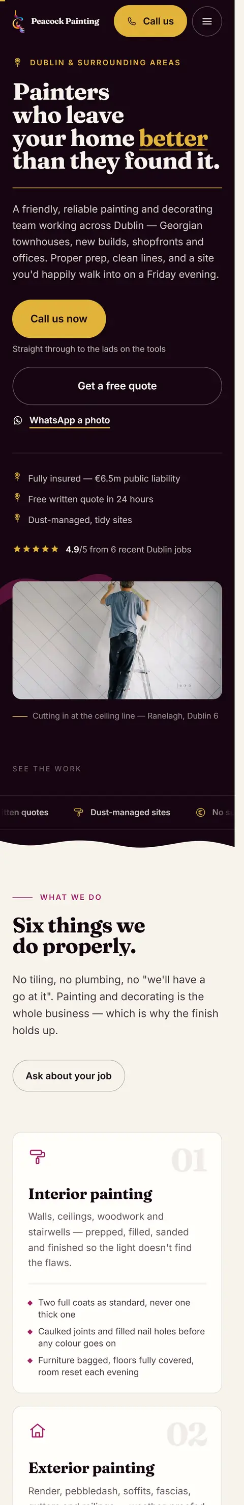 Painting and decorating, Dublin, mobile view