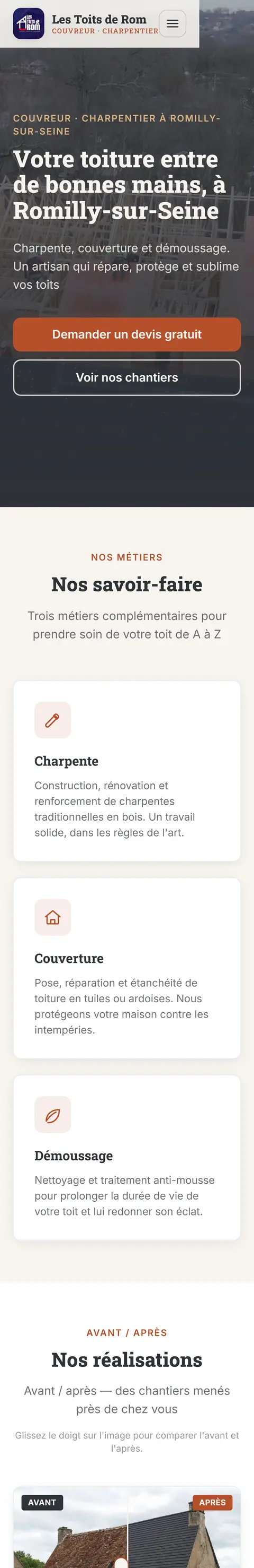Roofing and carpentry, Romilly-sur-Seine, Aube, mobile view