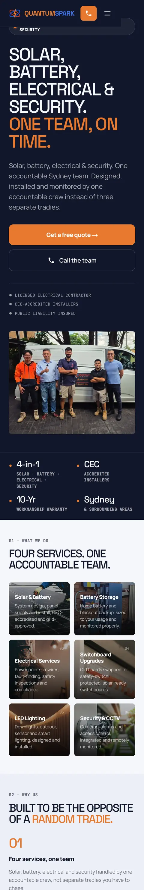 Solar, battery, electrical and security, Sydney, mobile view